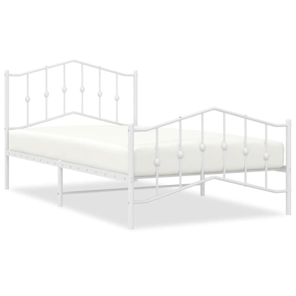 Łóżko Metalowe Białe Rama Łóżka Ze Stelażem Do Pokoju Sypialni 100x200 cm 824782