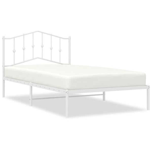 Łóżko Metalowe Białe Rama Łóżka Ze Stelażem Do Pokoju Sypialni 100x200 cm 824799
