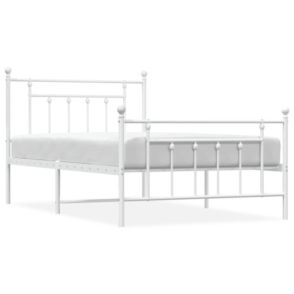 Łóżko Metalowe Białe Rama Łóżka Ze Stelażem Do Pokoju Sypialni 107x203 cm 824757