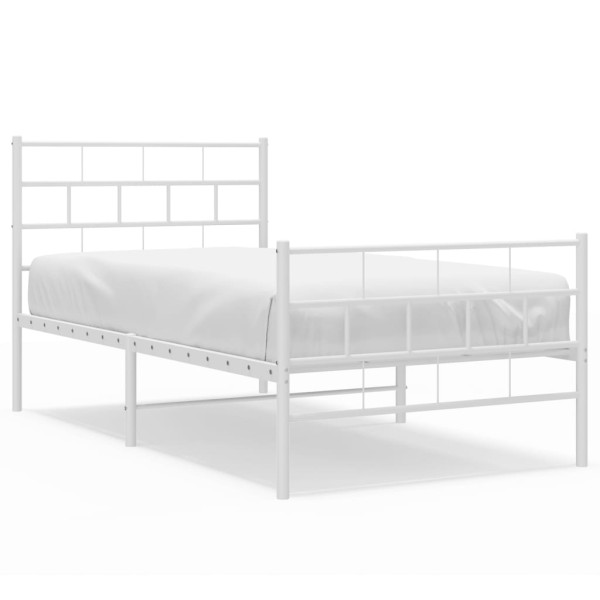 Łóżko Metalowe Białe Rama Łóżka Ze Stelażem Do Pokoju Sypialni 107x203 cm 824555