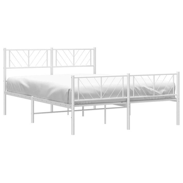Łóżko Metalowe Białe Rama Łóżka Ze Stelażem Do Pokoju Sypialni 135x190 cm 824523