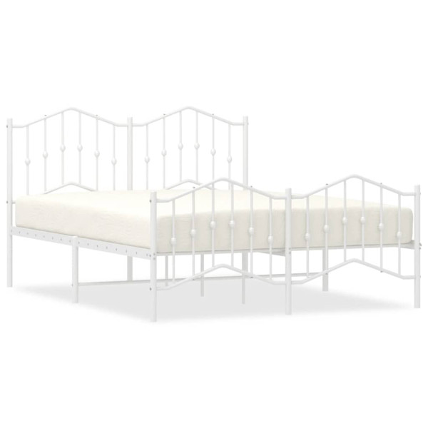Łóżko Metalowe Białe Rama Łóżka Ze Stelażem Do Pokoju Sypialni 135x190 cm 824783