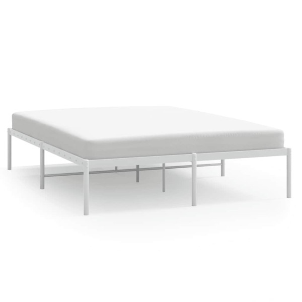 Łóżko Metalowe Białe Rama Łóżka Ze Stelażem Do Pokoju Sypialni 140x190 cm 824525