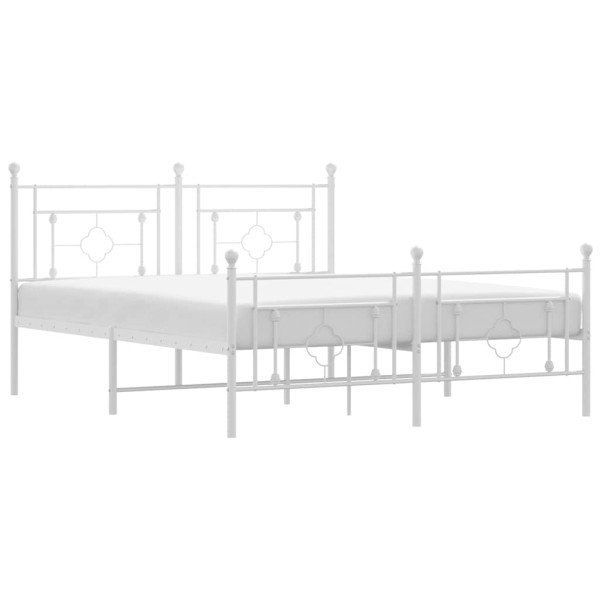 Łóżko Metalowe Białe Rama Łóżka Ze Stelażem Do Pokoju Sypialni 150x200 cm 824445