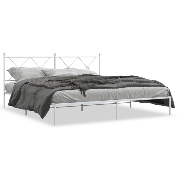 Łóżko Metalowe Białe Rama Łóżka Ze Stelażem Do Pokoju Sypialni 183x213 cm 824530