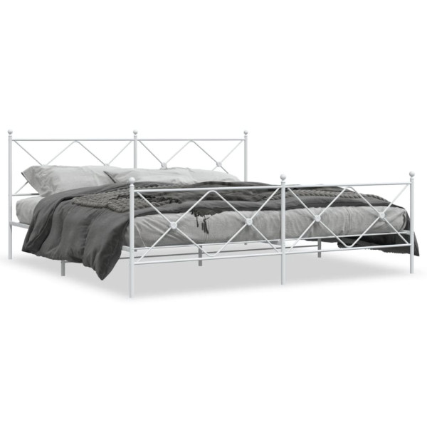 Łóżko Metalowe Białe Rama Łóżka Ze Stelażem Do Pokoju Sypialni 193x203 cm 824398