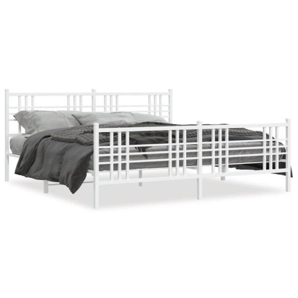 Łóżko Metalowe Białe Rama Łóżka Ze Stelażem Do Pokoju Sypialni 193x203 cm 824331