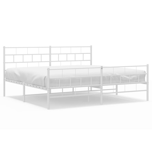 Łóżko Metalowe Białe Rama Łóżka Ze Stelażem Do Pokoju Sypialni 200x200 cm 824453