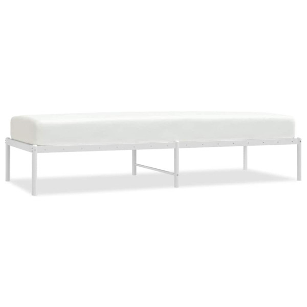 Łóżko Metalowe Białe Rama Łóżka Ze Stelażem Do Pokoju Sypialni 75x190 cm 824363