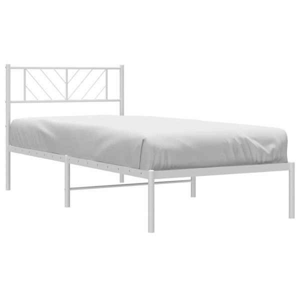 Łóżko Metalowe Białe Rama Łóżka Ze Stelażem Do Pokoju Sypialni 75x190 cm 824521