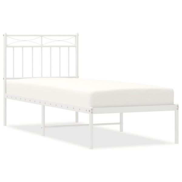 Łóżko Metalowe Białe Rama Łóżka Ze Stelażem Do Pokoju Sypialni 75x190 cm 824750