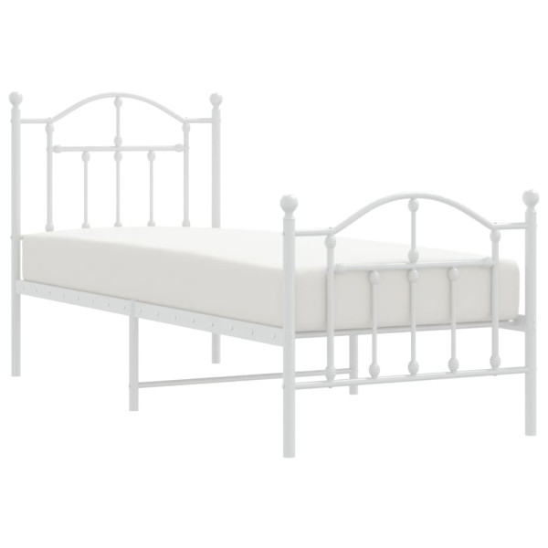 Łóżko Metalowe Białe Rama Łóżka Ze Stelażem Do Pokoju Sypialni 75x190 cm 824755
