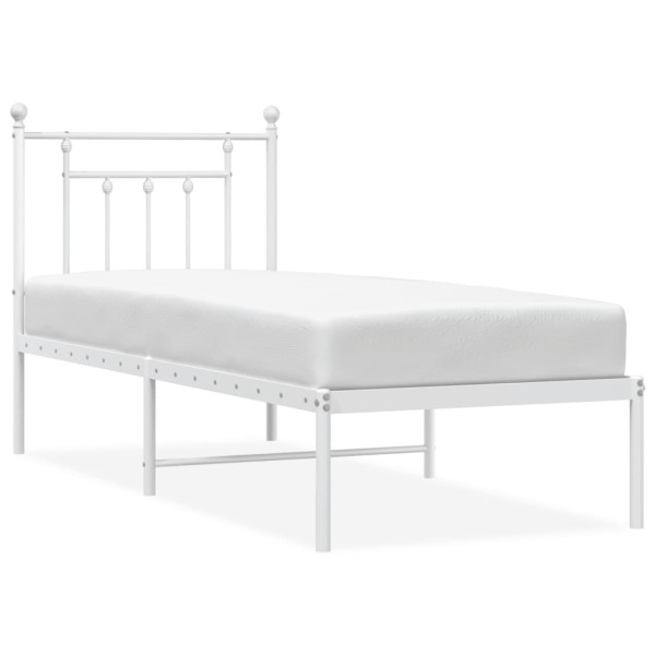 Łóżko Metalowe Białe Rama Łóżka Ze Stelażem Do Pokoju Sypialni 75x190 cm 824808