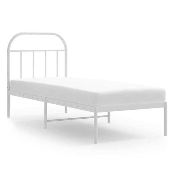 Łóżko Metalowe Białe Rama Łóżka Ze Stelażem Do Pokoju Sypialni 75x190 cm 824314