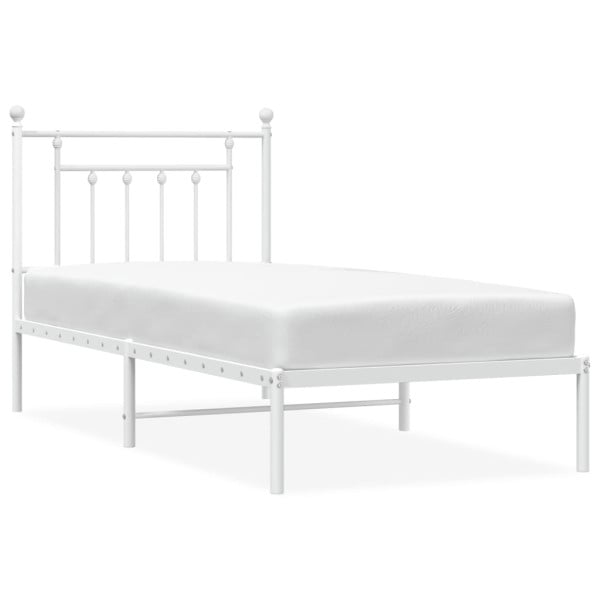 Łóżko Metalowe Białe Rama Łóżka Ze Stelażem Do Pokoju Sypialni 80x200 cm 824764