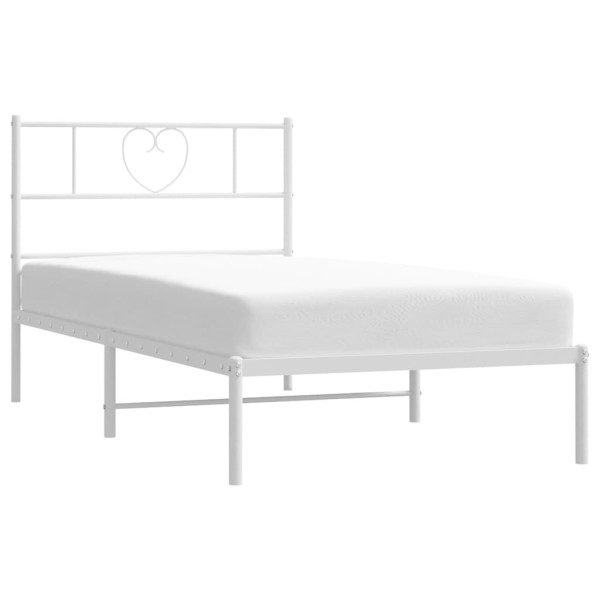 Łóżko Metalowe Białe Rama Łóżka Ze Stelażem Do Pokoju Sypialni 80x200 cm 824802