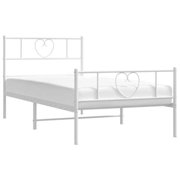 Łóżko Metalowe Białe Rama Łóżka Ze Stelażem Do Pokoju Sypialni 90x200 cm 824801