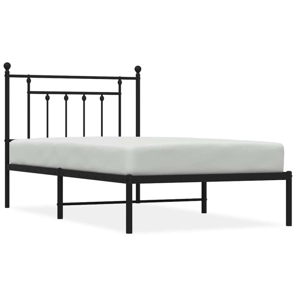 Łóżko Metalowe Czarne Rama Łóżka Ze Stelażem Do Pokoju Sypialni 100x190 cm 824761