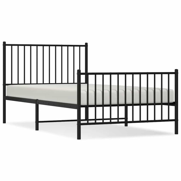 Łóżko Metalowe Czarne Rama Łóżka Ze Stelażem Do Pokoju Sypialni 100x190cm 824519