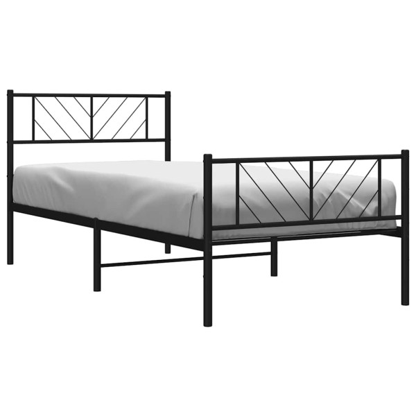 Łóżko Metalowe Czarne Rama Łóżka Ze Stelażem Do Pokoju Sypialni 100x190cm 824574