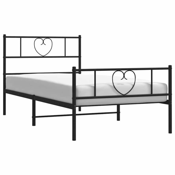 Łóżko Metalowe Czarne Rama Łóżka Ze Stelażem Do Pokoju Sypialni 100x190cm 824742