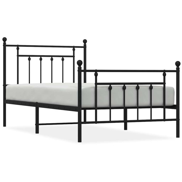 Łóżko Metalowe Czarne Rama Łóżka Ze Stelażem Do Pokoju Sypialni 100x190cm 824763