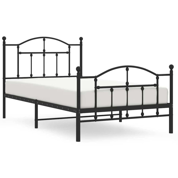 Łóżko Metalowe Czarne Rama Łóżka Ze Stelażem Do Pokoju Sypialni 100x190cm 824796