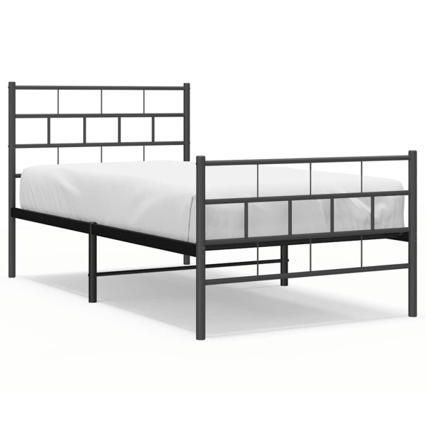 Łóżko Metalowe Czarne Rama Łóżka Ze Stelażem Do Pokoju Sypialni 100x190cm 824440