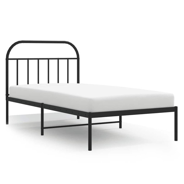 Łóżko Metalowe Czarne Rama Łóżka Ze Stelażem Do Pokoju Sypialni 100x200 cm 824629