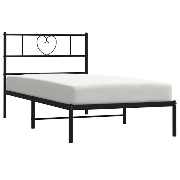 Łóżko Metalowe Czarne Rama Łóżka Ze Stelażem Do Pokoju Sypialni 100x200 cm 824749