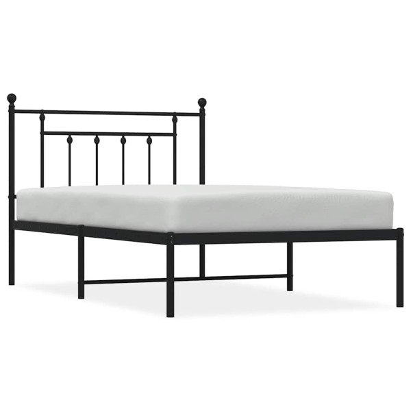 Łóżko Metalowe Czarne Rama Łóżka Ze Stelażem Do Pokoju Sypialni 100x200 cm 824790