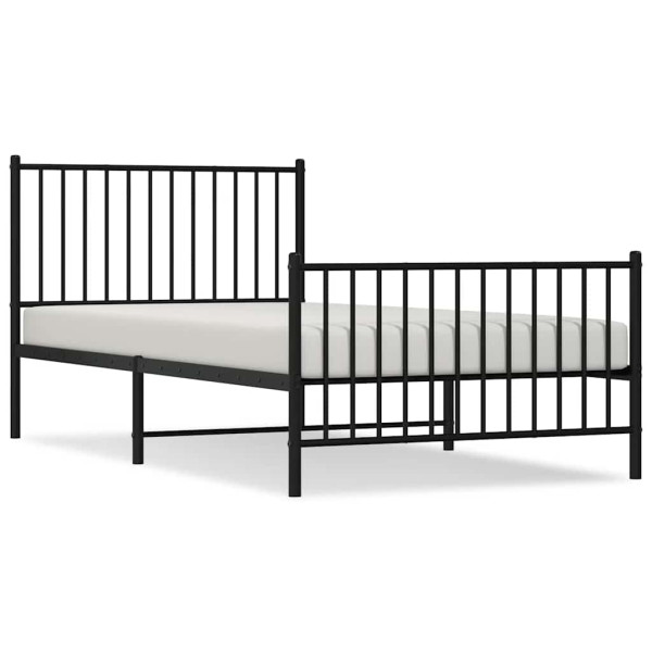 Łóżko Metalowe Czarne Rama Łóżka Ze Stelażem Do Pokoju Sypialni 100x200cm 824575
