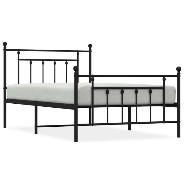 Łóżko Metalowe Czarne Rama Łóżka Ze Stelażem Do Pokoju Sypialni 100x200cm 824756