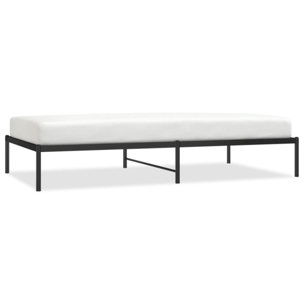 Łóżko Metalowe Czarne Rama Łóżka Ze Stelażem Do Pokoju Sypialni 107x203 cm 824526