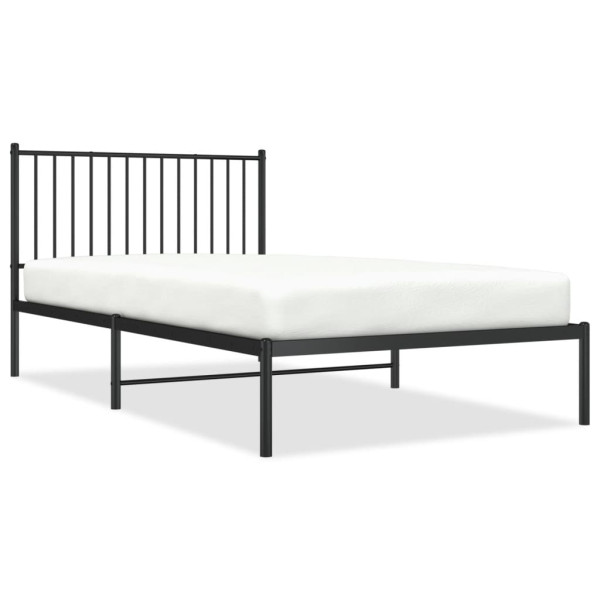 Łóżko Metalowe Czarne Rama Łóżka Ze Stelażem Do Pokoju Sypialni 107x203 cm 824615