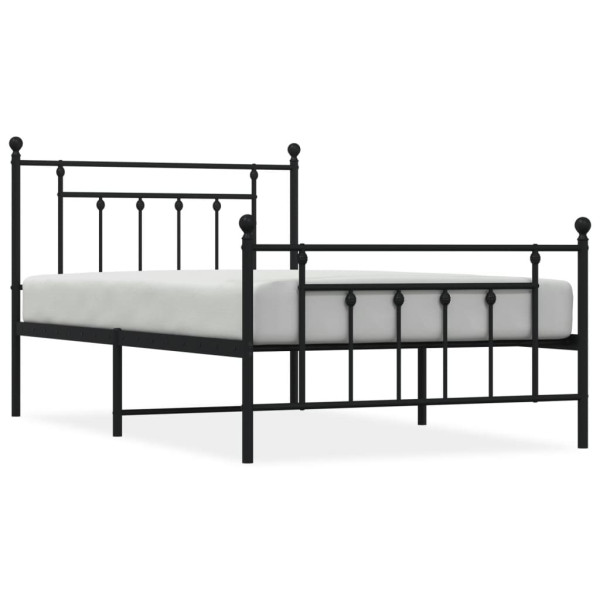 Łóżko Metalowe Czarne Rama Łóżka Ze Stelażem Do Pokoju Sypialni 107x203cm 824752