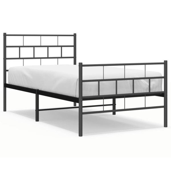 Łóżko Metalowe Czarne Rama Łóżka Ze Stelażem Do Pokoju Sypialni 107x203cm 824469