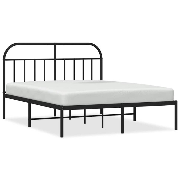 Łóżko Metalowe Czarne Rama Łóżka Ze Stelażem Do Pokoju Sypialni 135x190 cm 824486