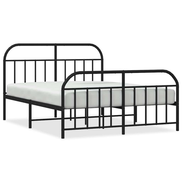 Łóżko Metalowe Czarne Rama Łóżka Ze Stelażem Do Pokoju Sypialni 135x190cm 824400