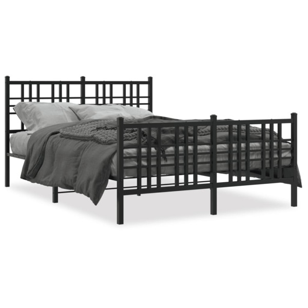 Łóżko Metalowe Czarne Rama Łóżka Ze Stelażem Do Pokoju Sypialni 137x190cm 824509