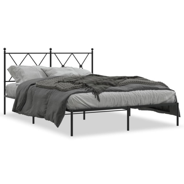 Łóżko Metalowe Czarne Rama Łóżka Ze Stelażem Do Pokoju Sypialni 140x190 cm 824559