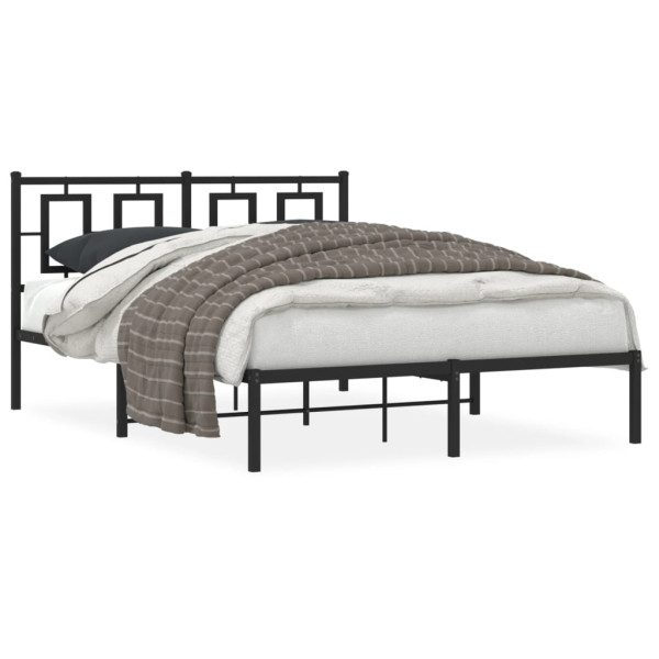 Łóżko Metalowe Czarne Rama Łóżka Ze Stelażem Do Pokoju Sypialni 140x190 cm 824499