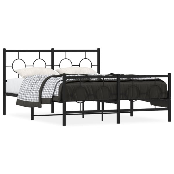 Łóżko Metalowe Czarne Rama Łóżka Ze Stelażem Do Pokoju Sypialni 140x190cm 824511