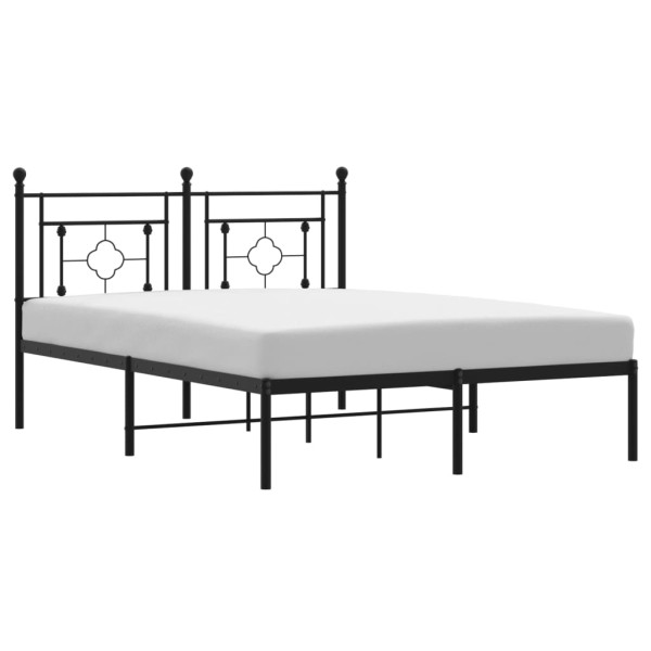 Łóżko Metalowe Czarne Rama Łóżka Ze Stelażem Do Pokoju Sypialni 140x200 cm 824504