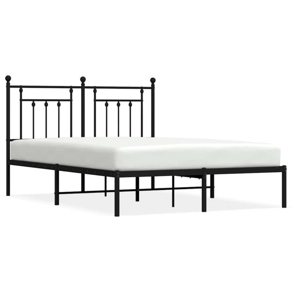 Łóżko Metalowe Czarne Rama Łóżka Ze Stelażem Do Pokoju Sypialni 150x200 cm 824797