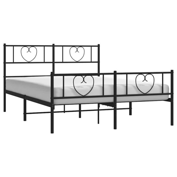 Łóżko Metalowe Czarne Rama Łóżka Ze Stelażem Do Pokoju Sypialni 150x200cm 824809