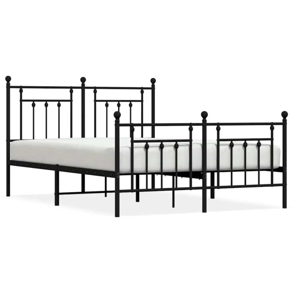 Łóżko Metalowe Czarne Rama Łóżka Ze Stelażem Do Pokoju Sypialni 150x200cm 824816