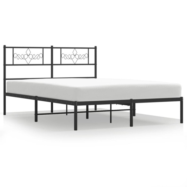 Łóżko Metalowe Czarne Rama Łóżka Ze Stelażem Do Pokoju Sypialni 160x200 cm 824311