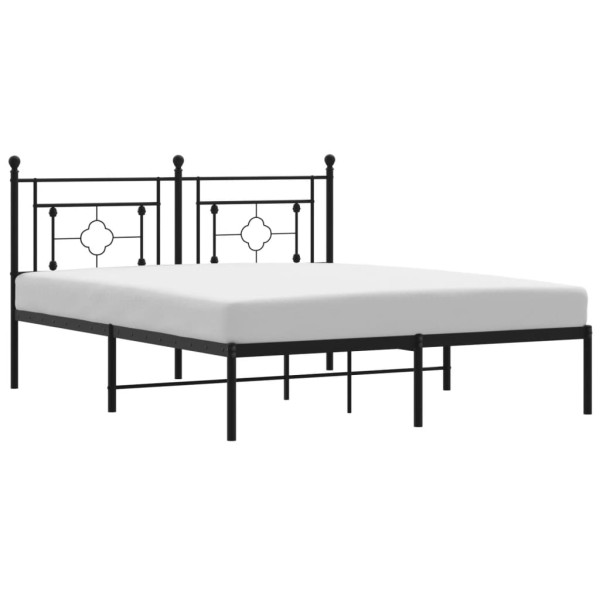 Łóżko Metalowe Czarne Rama Łóżka Ze Stelażem Do Pokoju Sypialni 160x200 cm 824397