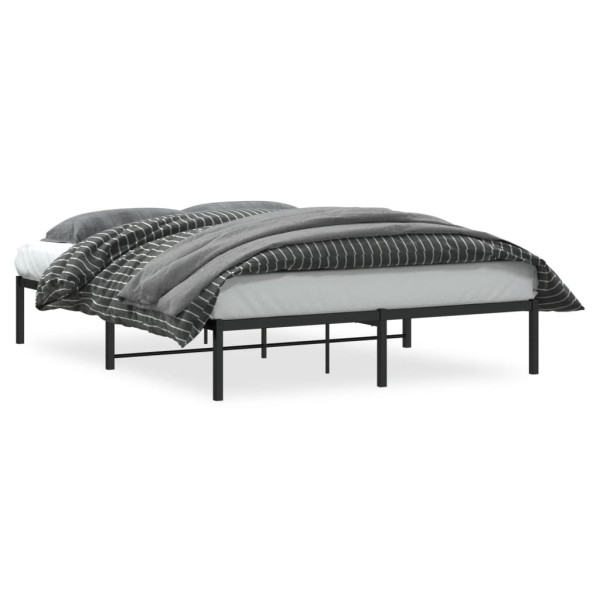 Łóżko Metalowe Czarne Rama Łóżka Ze Stelażem Do Pokoju Sypialni 160x200 cm 824421